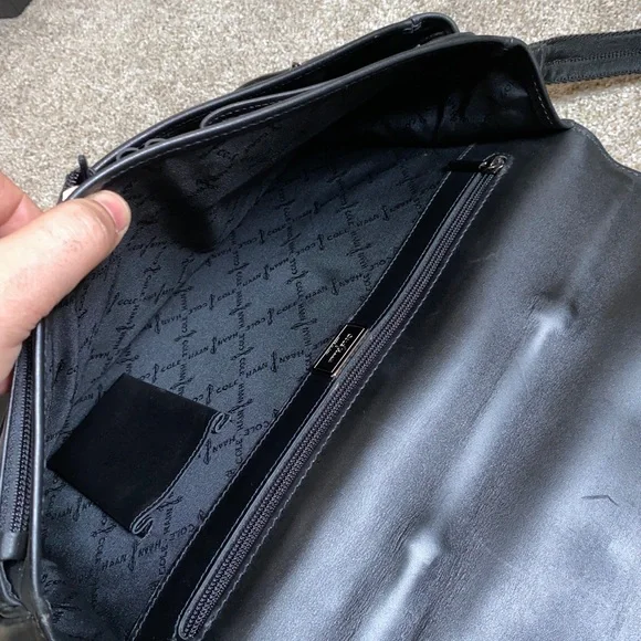 COLE HAAN BRIEFCASE BLACK LEATHER SCHOOL BOY CROSSBODY MESSENGER BAG Attaché